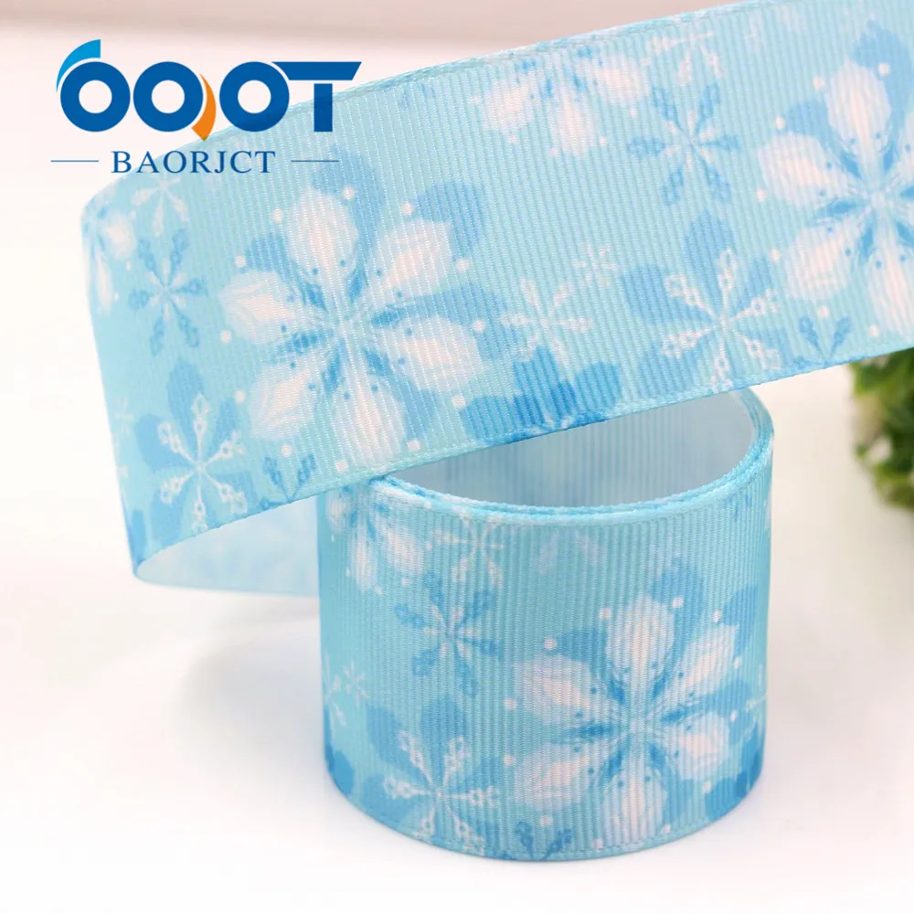 OOOT BAORJCT G-181005-1320 38 mm 10 yards snowflake Ribbons Thermal transfer Printed grosgrain Christmas decoration materials | Дом и сад