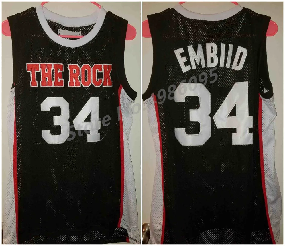 #34 Joel embiid рок High School черный Ретро Баскетбол Джерси мужские сшитые на заказ любой