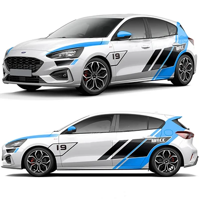Синий 1 лот Автомобильная боковая наклейка для ford focus Mustang - Название цвета: Синий