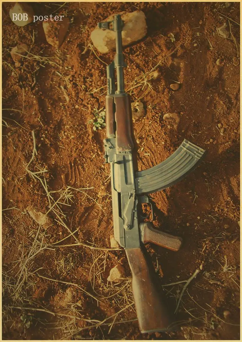 Ретро плакат пистолет AK47 плакат карта военный плакат крафт-бумага ВИНТАЖНЫЙ ПЛАКАТ Мужская комната декоративный бар украшение