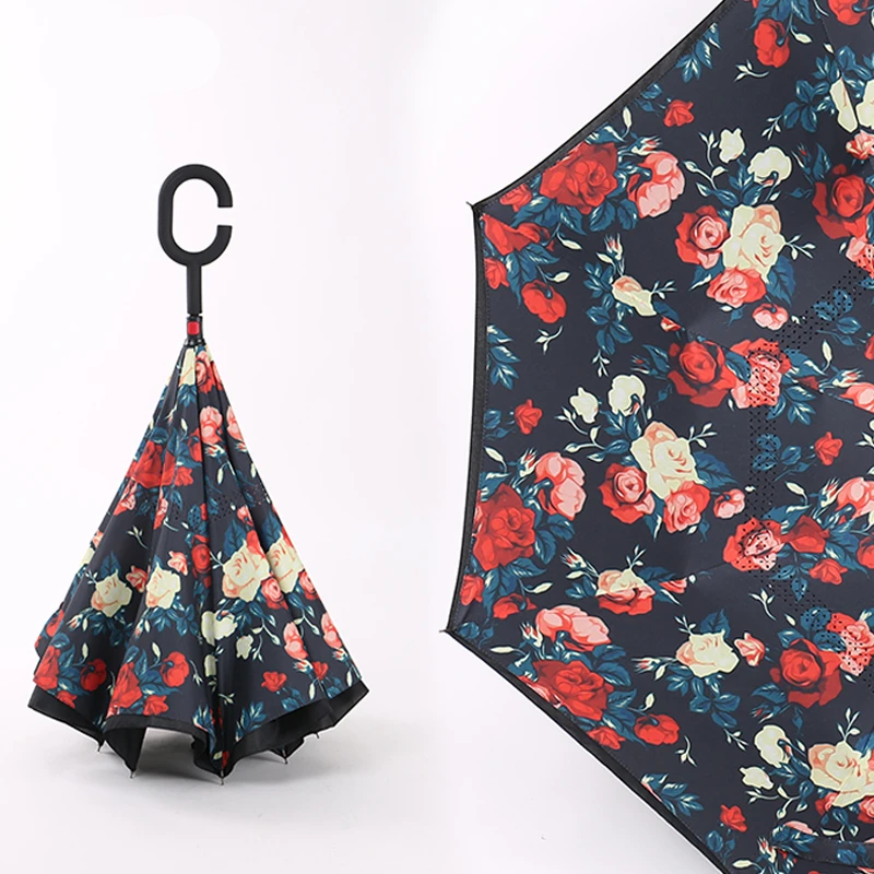 10 Цвета двойной Слои Зонт обратного сложения Обнаружение открывания/близкий в