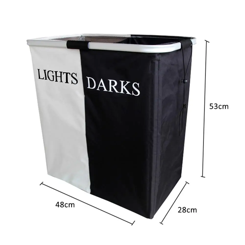 

Laundry Basket Storage Double Compartments Folding Storage Organizer Basket Toy Dirty Clothes Washing Storage Basket