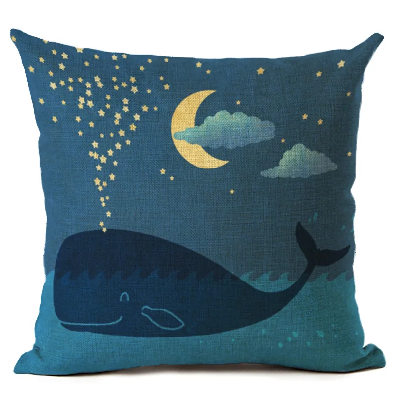 Marine Ocean Style Hippocampus Patterns Square 18&quot Cotton Linen Sea Horse Sofa Throw Cushion Covers Octopus Home Decor Pillows | Дом и сад