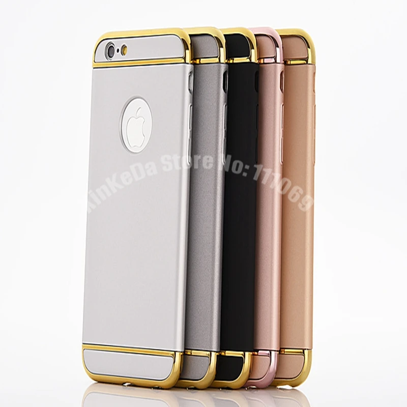 Роскошный Золотой Жесткий Чехол для iphone 7 6 6S 5 5S SE съемная задняя крышка 3 в 1 чехлы