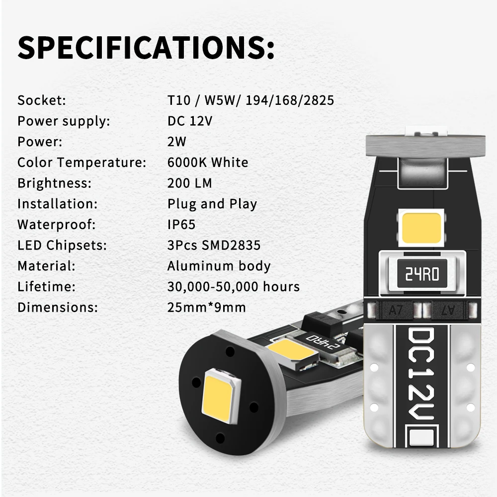Купольная Светодиодная лампа T10 W5W 2825 для Volkswagen VW Passat Golf Tiguan Jetta интерьерное