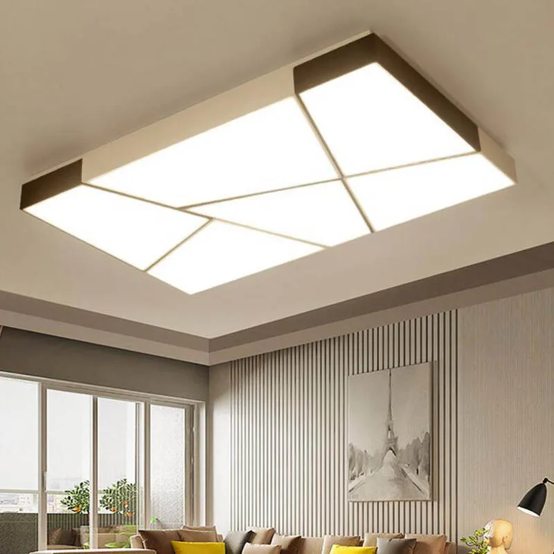Living room lamp rectangular ceiling modern minimalist black and white LED bedroom lighting wrought iron dining | Лампы и освещение