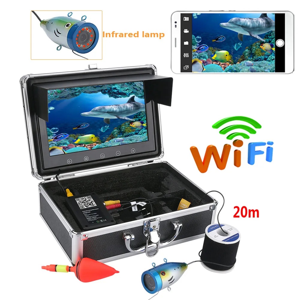 

GAMWATER 9" Inch Monitor 20M 30M 50M 1000tvl Underwater Fishing Video Camera Kit ,HD 720P Wifi Wireless For IOS Android APP