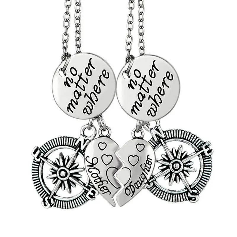 Ожерелье с подвеской в виде сердца компасом для матери и дочери ювелирные