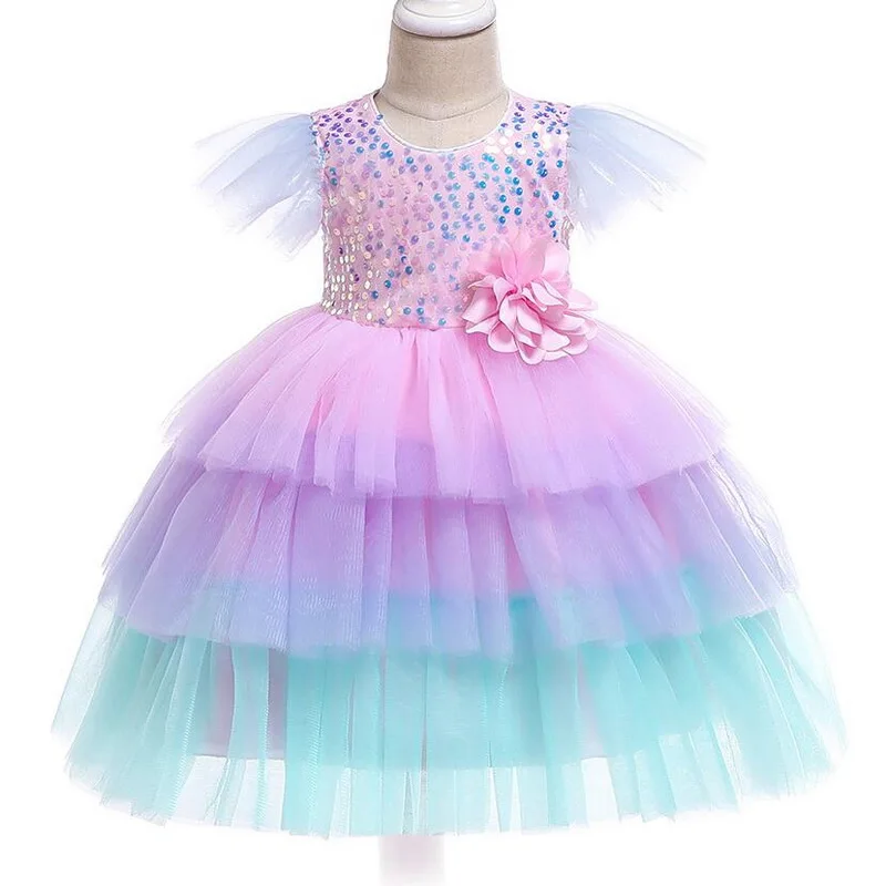 Baby girl Sequin Mermaid Fancy Dress Up Kids With Headband Cosplay Costume Girls Christmas Party Long Gown Party Dress 1-5T