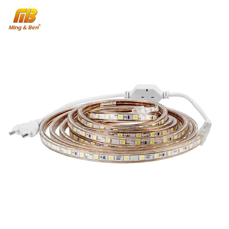 [MingBen] Светодиодная лента 2 м 3 4 5 10 AC110V 220 В SMD5050 Водонепроницаемый 60 светодиодов/м