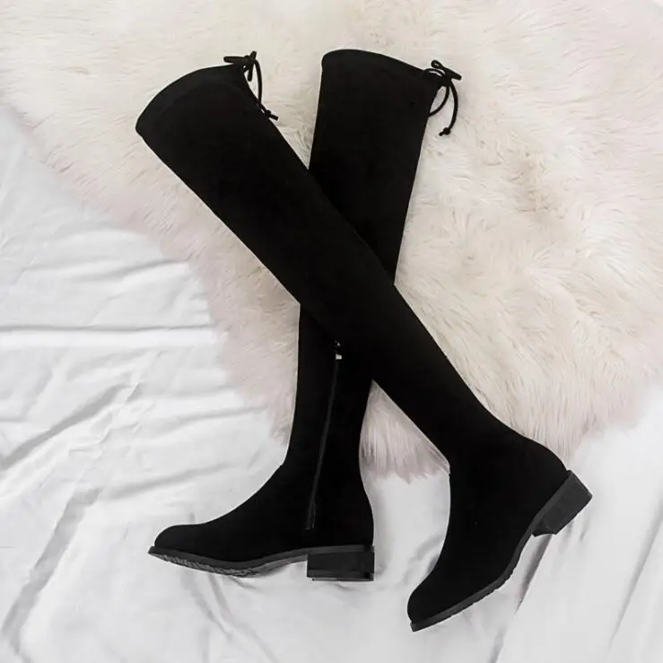 Женские сапоги на плоской подошве с круглым носком X21 | Обувь