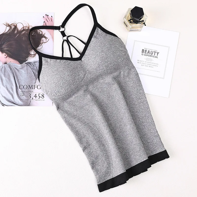 Women Solid Tank Top Underwear New Bra Tank Top Built In Cup Padded Wireless Camisole Camis Home Indoor Wear Fitness Clothing