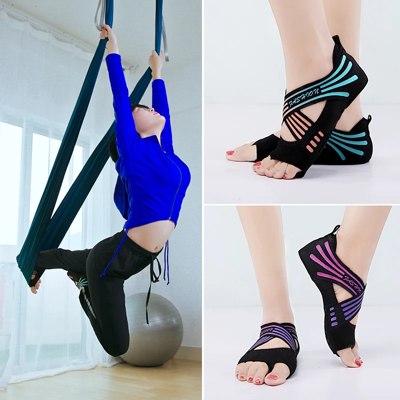 Носки для йоги Для женщин половина носок сцепление Non slip занятий йогой пилатеса