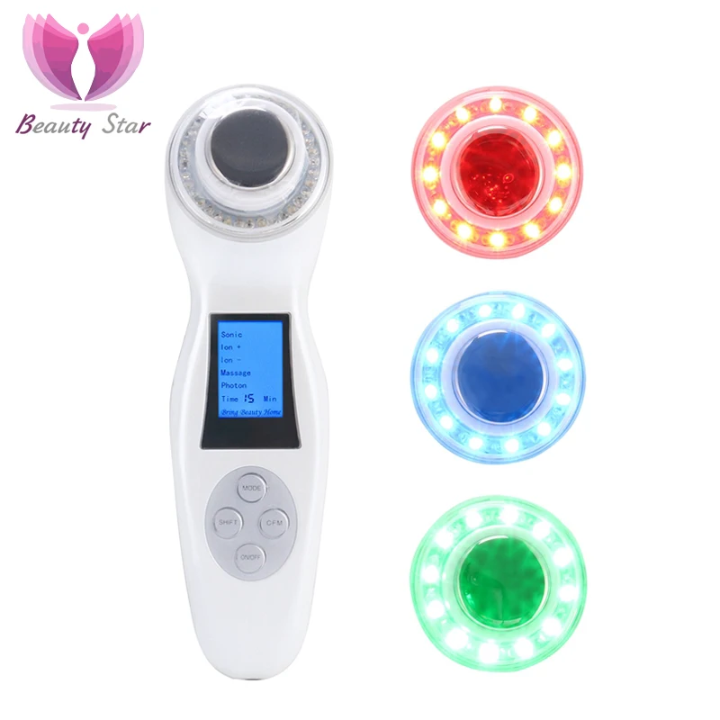 

Beauty Star 3MHz Ультразвуковой очиститель кожи светодиодный Фотон терапия машина для снятия Акне против морщин Спа Массажер для красоты