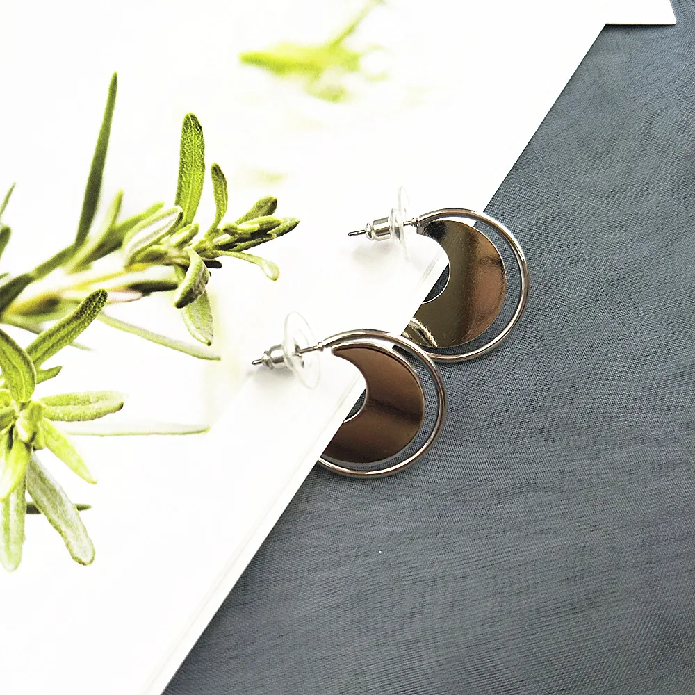 EM039 Простые индивидуальные геометрические серьги для женщин модные круглые