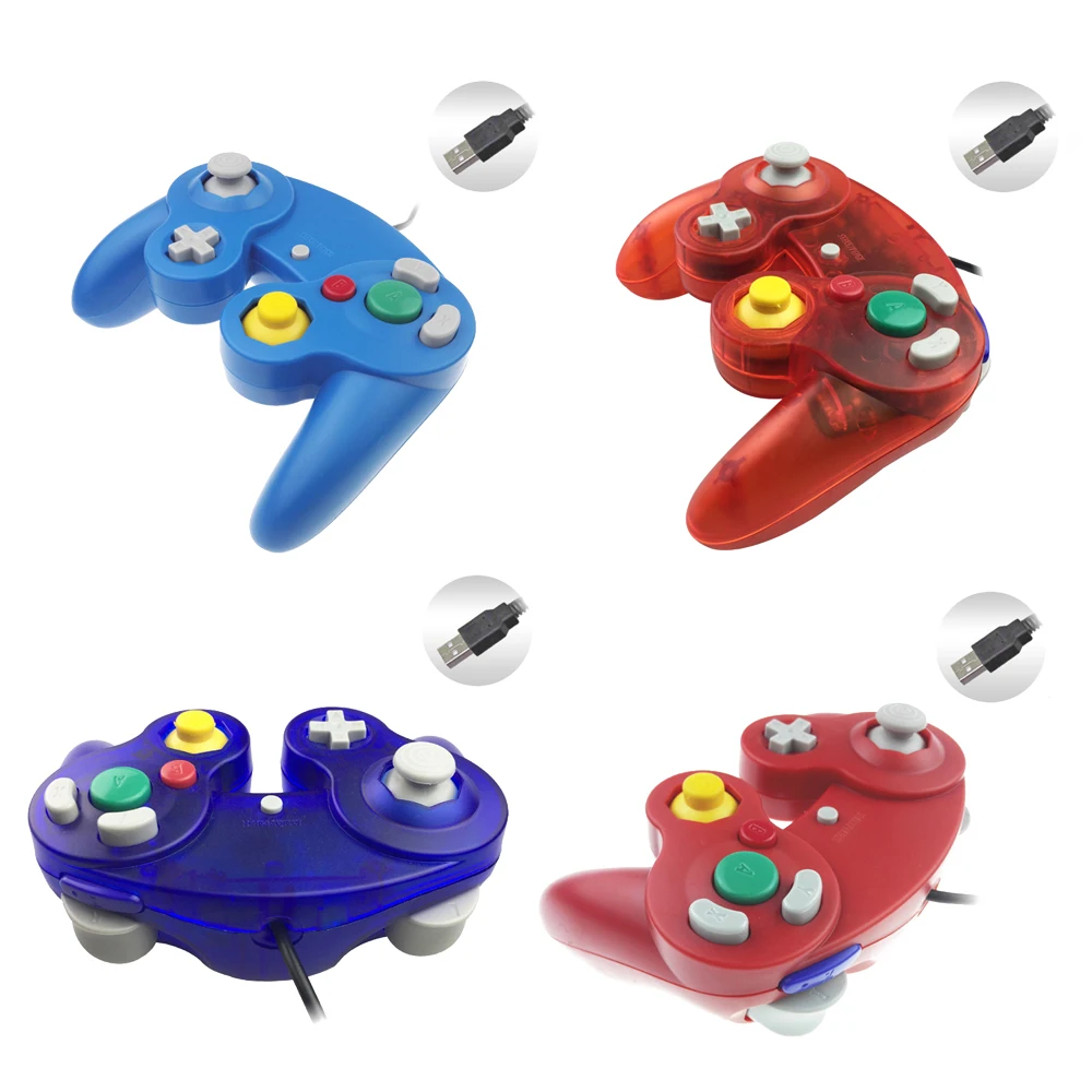 4 Color USB Interface wired game controller gamepad for N-G-C joystick gaming with disc driver for PC for N G C games