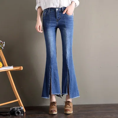 Лето 2020 джинсовые облегающие джинсы с завышенной талией женские брюки брюки|bell
