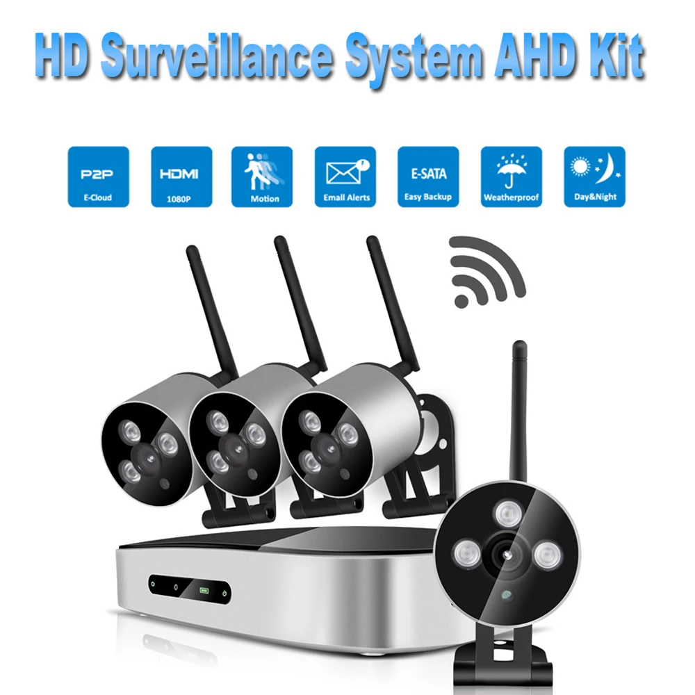 PUAroom 4CH IP Full HD IP66 Водонепроницаемые камеры безопасности с RoHS FCC CE одобренный H.264 NVR