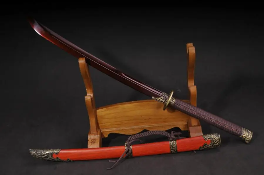 Китайский Меч сабля красное лезвие крови складной нож из дамасской стали|knives