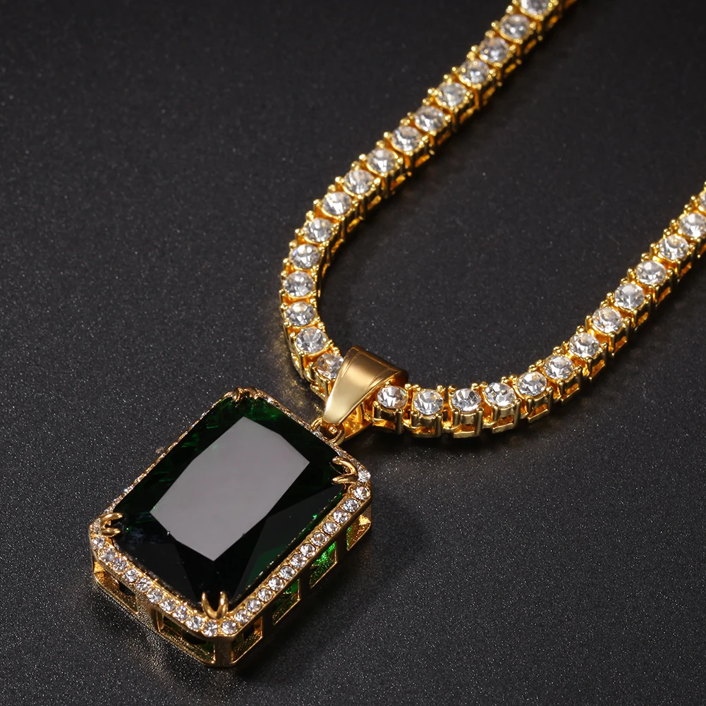 THE BLING KING нержавеющая сталь на заказ квадратные камни ожерелье хип хоп полный Iced Out кубический