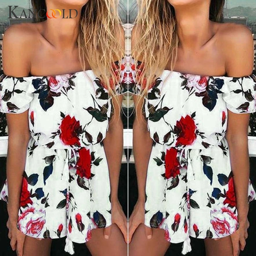 2017 элегантный сексуальный женский летний пляжный комбинезон с цветочным принтом