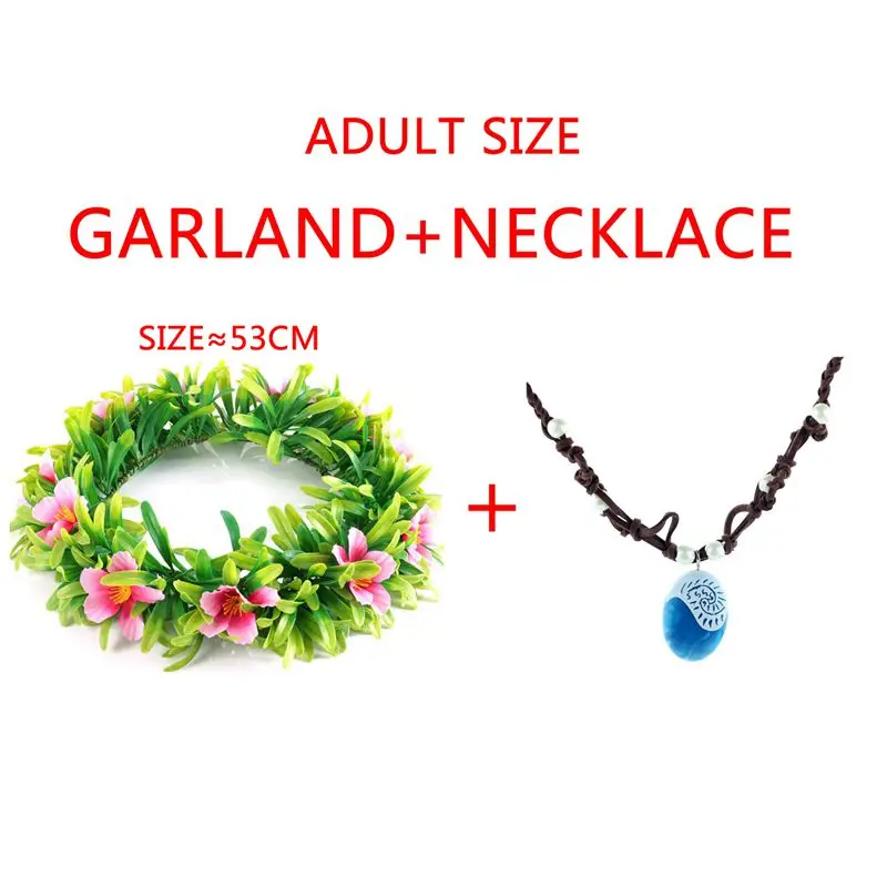 Adult Loop Necklace Muababy девочки Моана гирлянда дети мультфильм голова аксессуары Детский парик для взрослых ожерелье Цветочный обруч головной убор Моана товары для вечеринки - Цвет: Adult Loop Necklace
