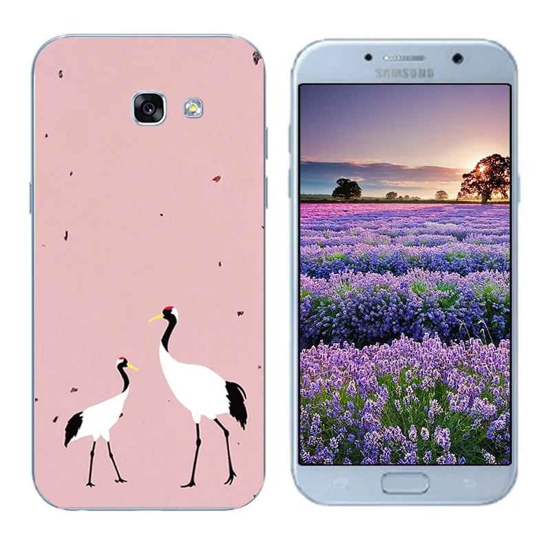 Чехол для Samsung A5 2017 Мягкий силиконовый чехол телефона с ботаническим принтом Fundas