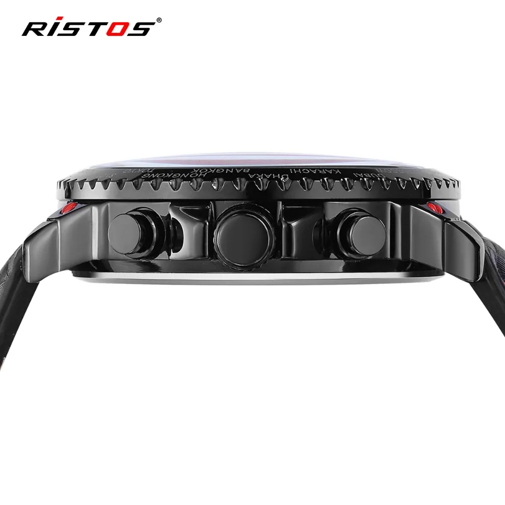 RISTOS спортивные мужские армейские часы с хронографом Модные Аналоговые кварцевые