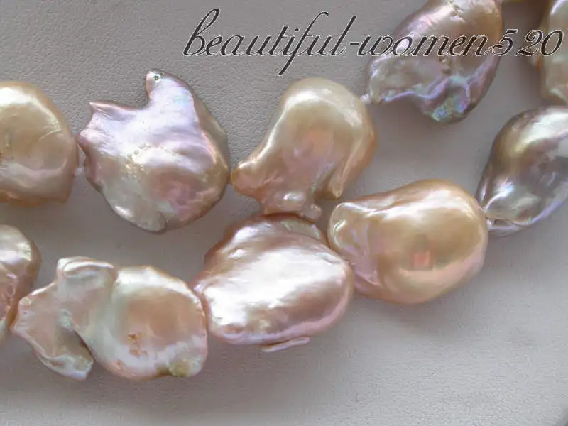 

Z3489 HUGE 32" 33MM pink lavender BAROQUE KESHI REBORN PEARL NECKLACE