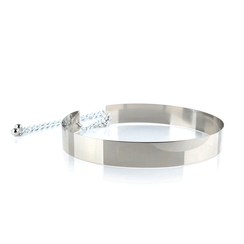 3.5 см широкий женский пояс серебристым металлическим ремешком яркая бижутерия