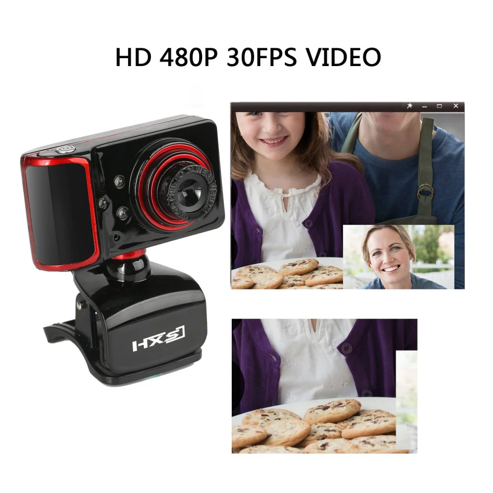 HXSJ 480P Компьютерная камера с регулировкой поворота HD сетевая камера с зажимом типа 3 светодиодный веб-камера с микрофоном для Android tv PC