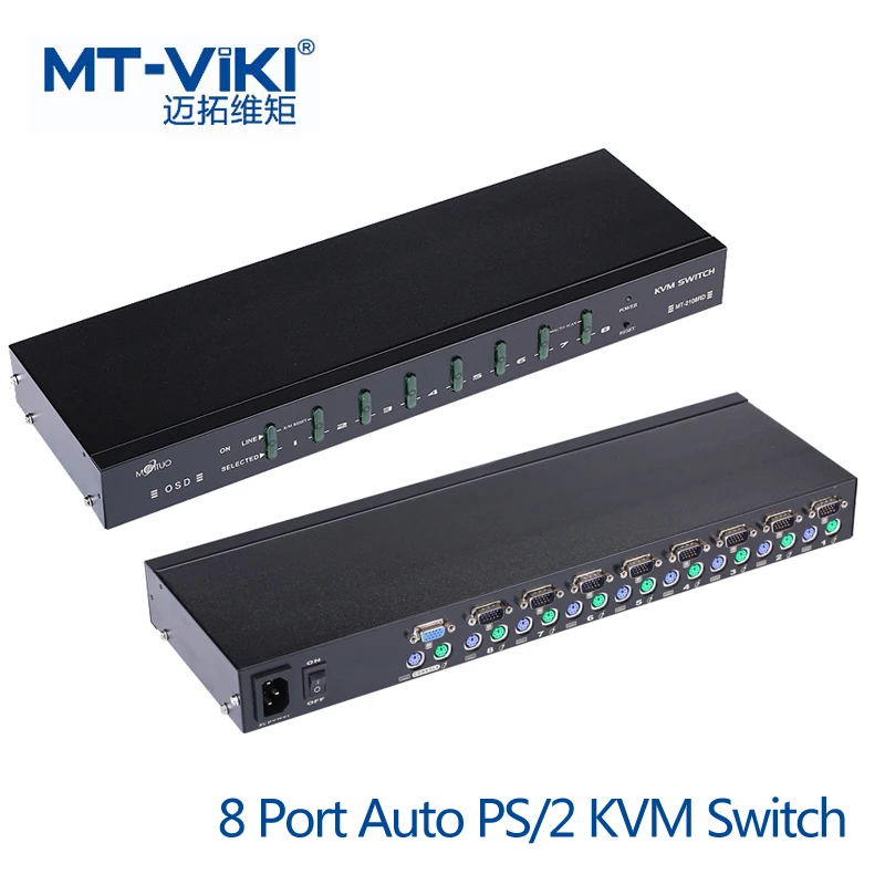 Автоматический выключатель PS/2 KVM с 8 портами 1 кнопка OSD меню клавиатура PS2 мышка