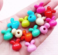 300pcs acrylic rabbit beads 3d bunny charms 16mm x 16mm mix color cute animal jewelry kawaii plastic bead bubblegum necklace