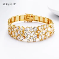 18 cm length big bangle beautiful cz gold plate women accessories jewelry high quality jewellery large crystal bracelet