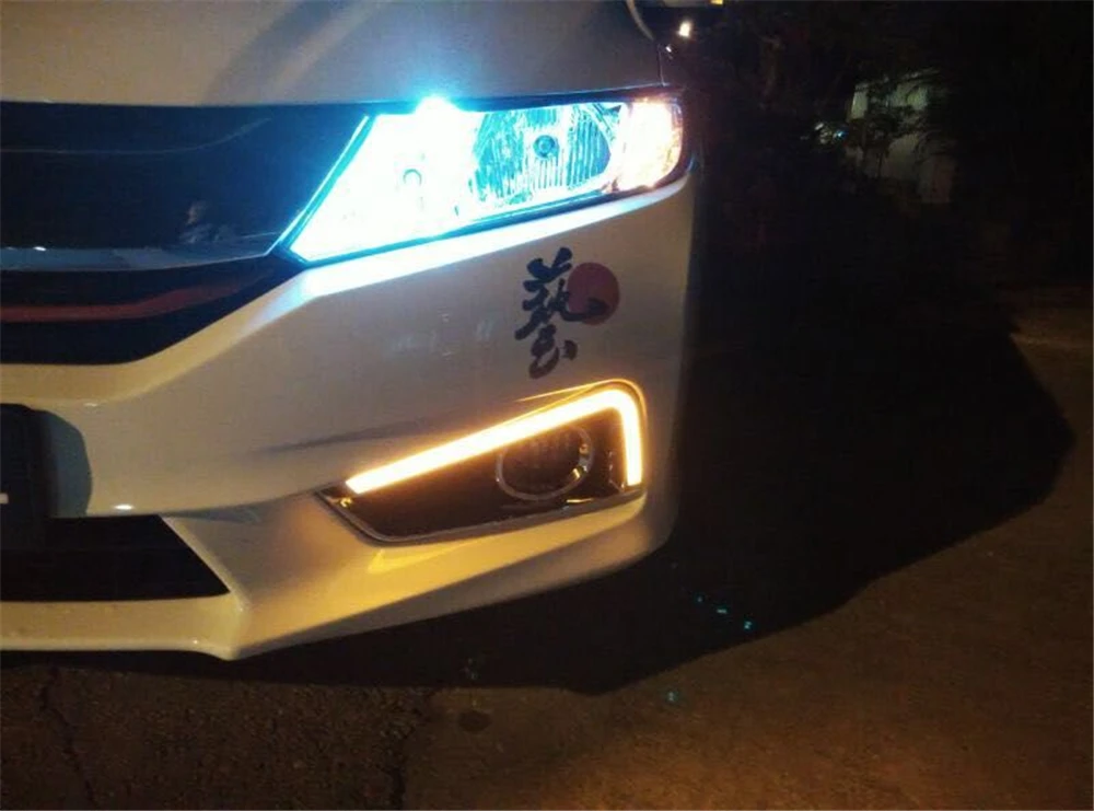 CSCSNL 2 шт. Автомобильный светодиодный дневной ходовой светильник DRL для Honda City с желтой функцией поворота желтый для автомобильного стайлинга Дневной светильник