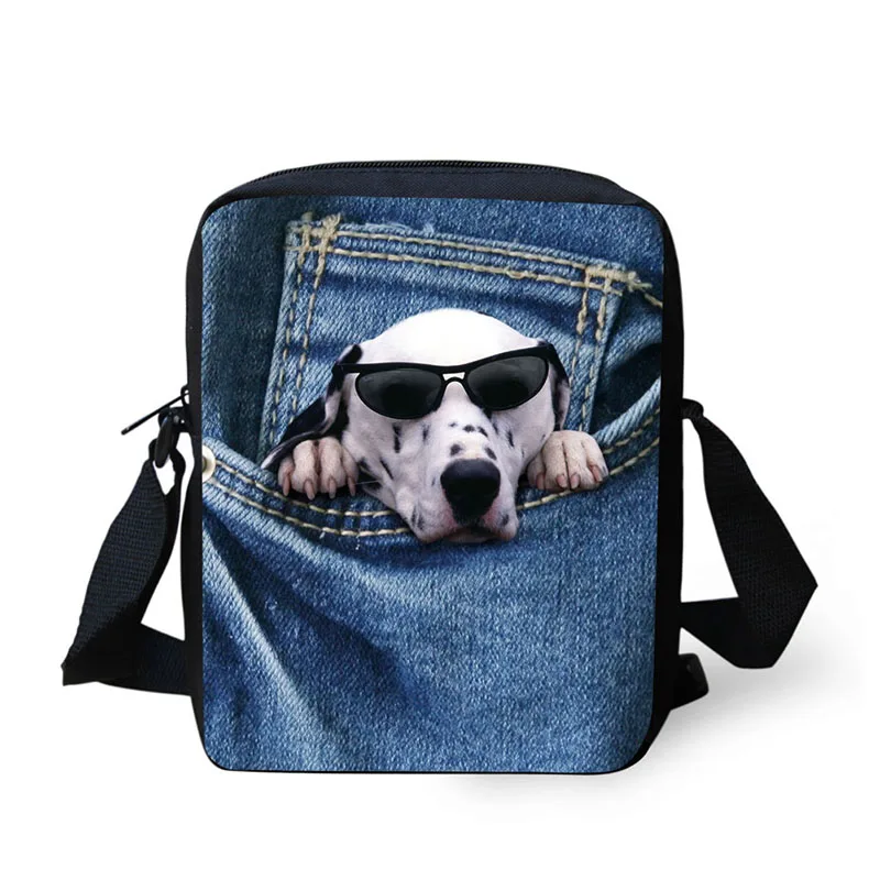 Cross Body Bag Blue Denim Animal Print Messenger Bags for Men Women Hot Brand Small Ladies Mens Travel |