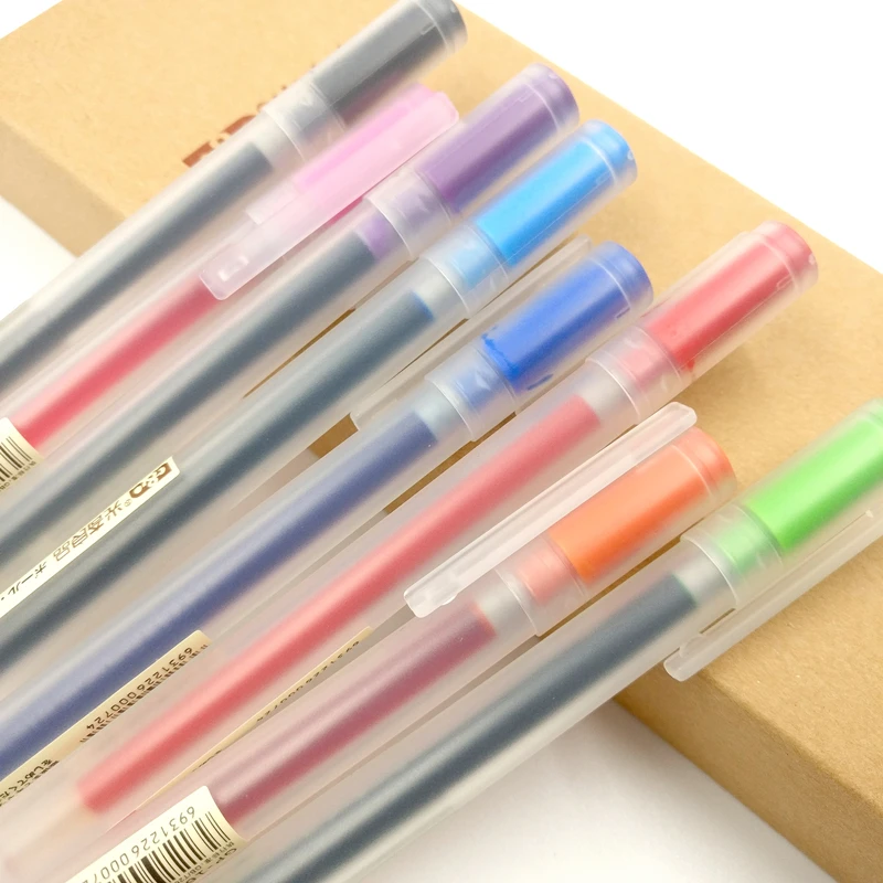12 Colors MUJI Style 0.5mm Transparent Scrub Color Pen Colour Ink Pen Neutral Pen for School Student Office Supply for kid