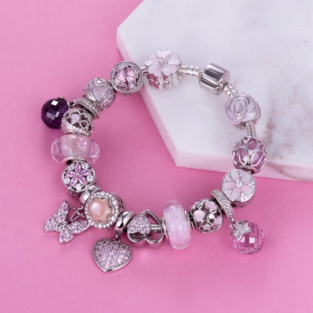 Видео! Подвески с подвеской в виде бабочки серебряные бусины 925 пробы подходящие