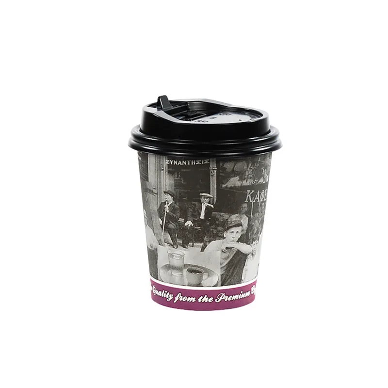 cup and lid 50 шт креативные одноразовые чашки вечерние день рождения, празднование милости бумажный стаканчик для напитков кофе чай на вынос упаковки кружки с крышками - Цвет: cup and lid