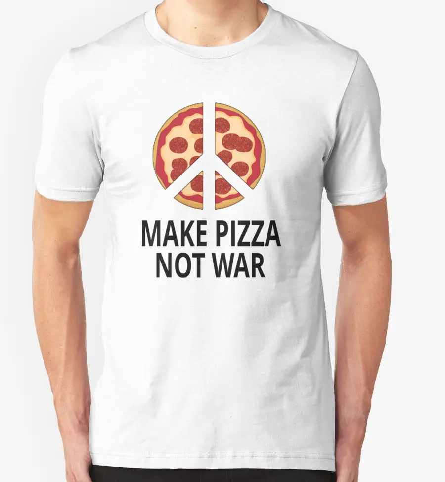 Футболка с надписью MAKE PIZZA NOT WAR Забавный слоган подарок на день рождения S-3XL