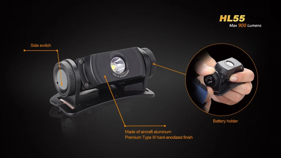 FENIX HL55 900 люмен Водонепроницаемый фонарь CREE XML T6 светодиодный перезаряжаемый налобный фонарь 18650