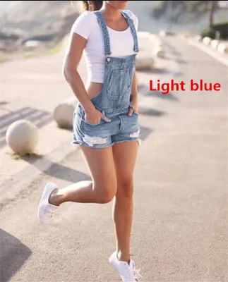 Light Blue Женские летние джинсовые комбинезоны, джинсовые шорты, комбинезоны и комбинезоны - Цвет: Light Blue