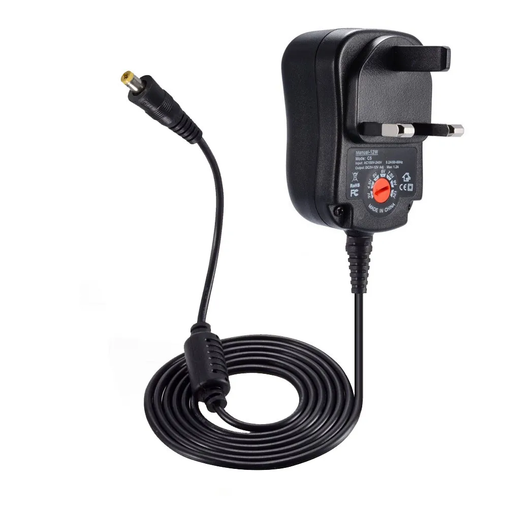 12 Вт Великобритания Универсальный AC/DC Выходная мощность DC 1.2A 3 4 5 6 7 9 В адаптер