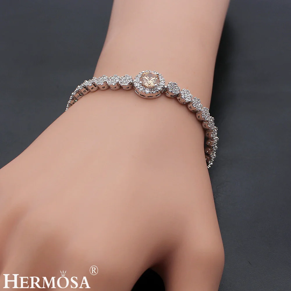 Hermosa ювелирные изделия бриллиантовые браслеты серебряного цвета Morganite 7 дюймов 17