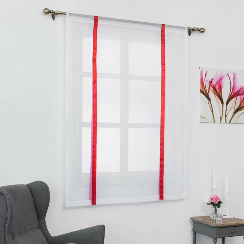 Enipate однотонная короткая фатиновая лента пасторальная Короткая занавеска в