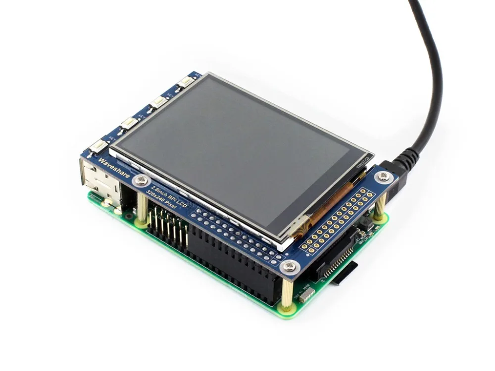 Waveshare 2,8 дюймовый RPi lcd(A) резистивный сенсорный экран TFT дисплей предназначен для Raspberry Pi 320*240 Разрешение SPI интерфейс