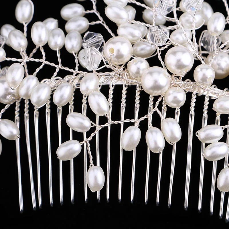 FORSEVEN жемчужный кристалл проволока расчески для волос головной убор невесты