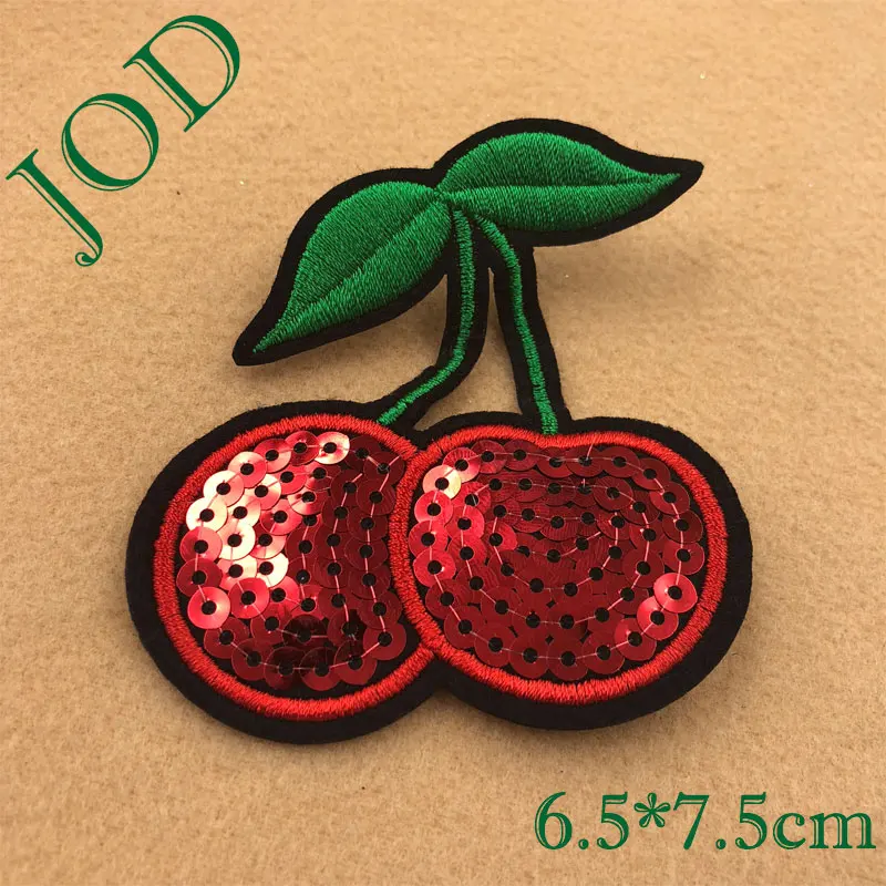 JOD 6 5*7 5 см DIY вишня блесток вышитая нашивка аппликация наклейки одежды гладить на