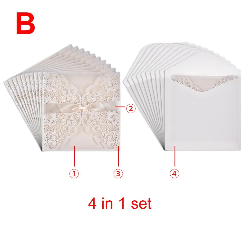 10 шт./лот белый полый лазерный разрез свадебные приглашения элегантные для