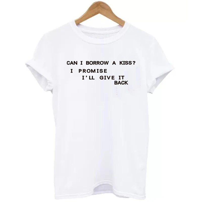 Женская забавная футболка с коротким рукавом надписью Can I Dave A Kiss повседневные